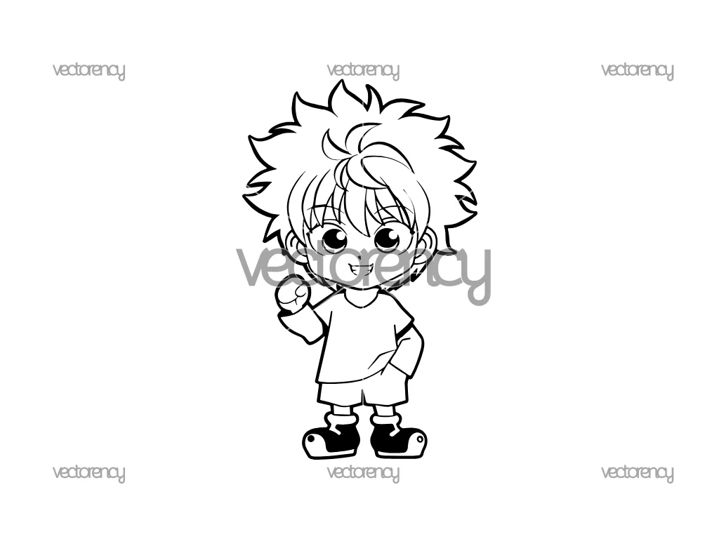 Killua Outline SVG, Anime Killua Zoldyck Vector PNG DXF