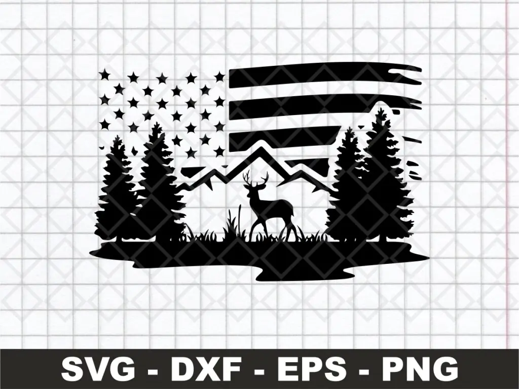 Deer SVG, Mountain SVG, Hunting Clipart for Jeep Decal Projects