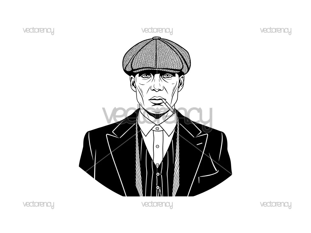 Peaky Blinders Portrait Vector PNG Illustration SVG