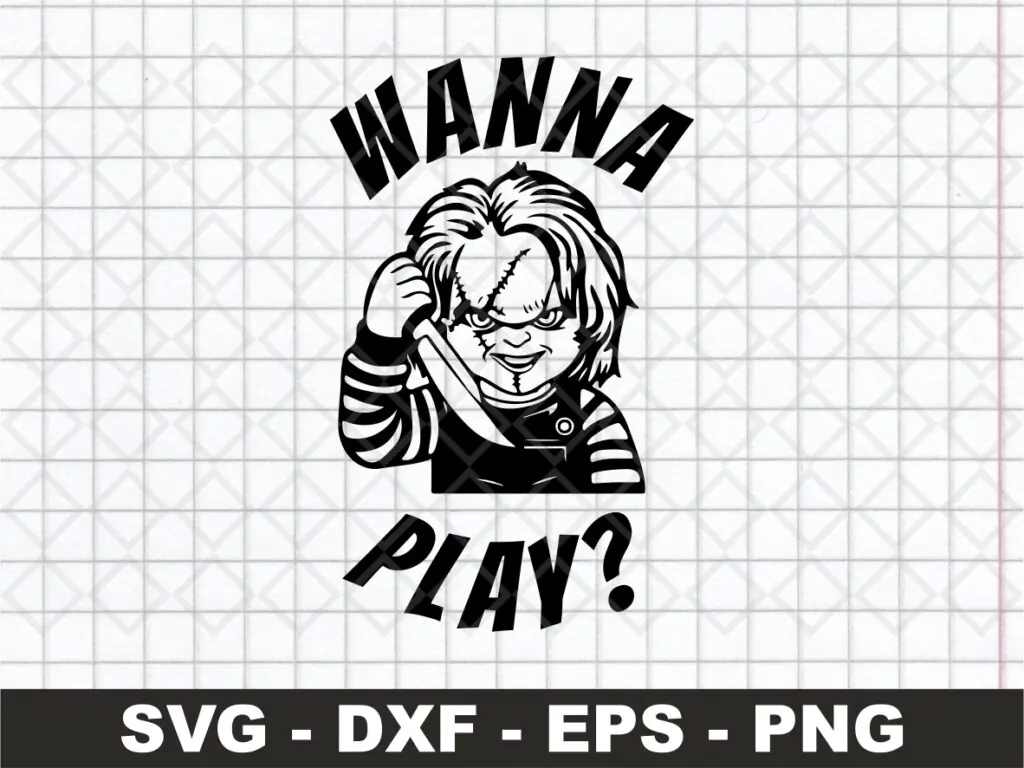 Chucky SVG PNG, Wanna Play SVG, Funny Horror SVG, Horror PNG, Scary PNG