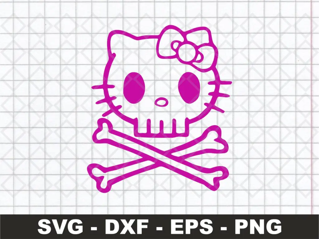 Hello Kitty Skull SVG Cricut, Hello Kitty Outline Vector