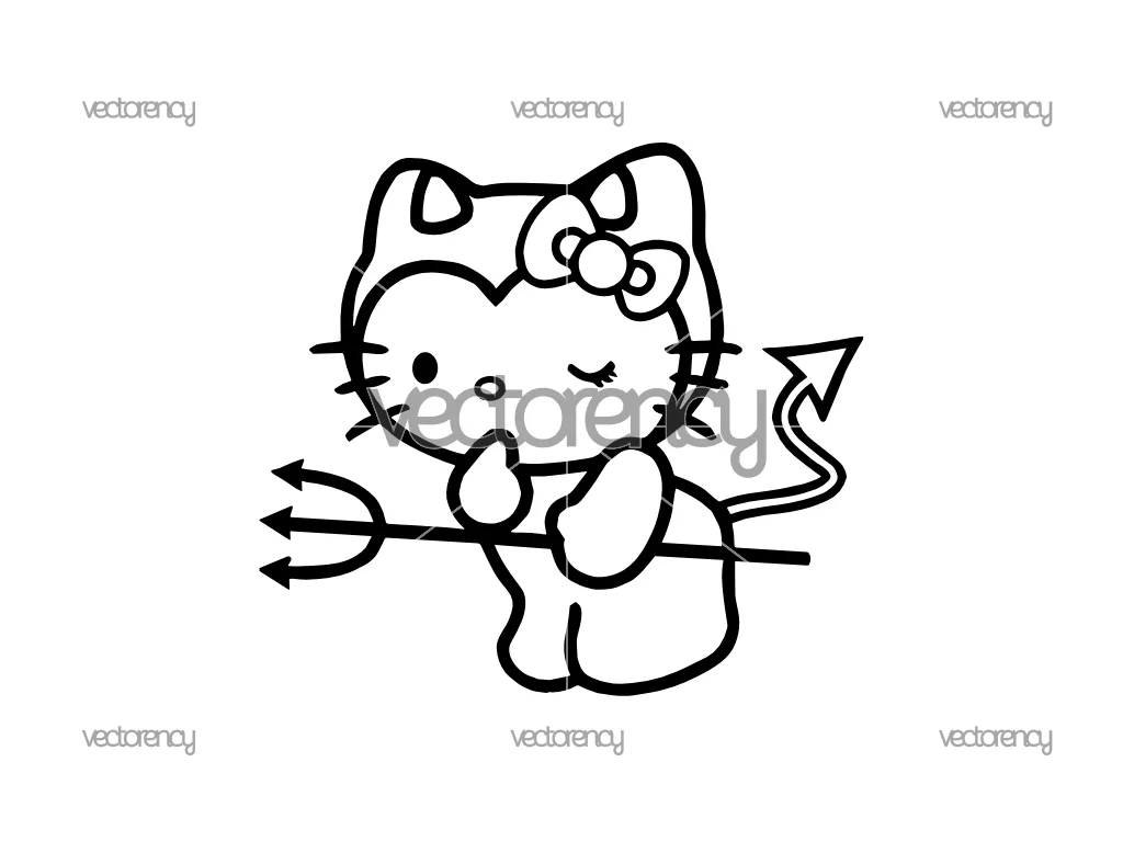 Hello Kitty Evil Outline SVG Cricut