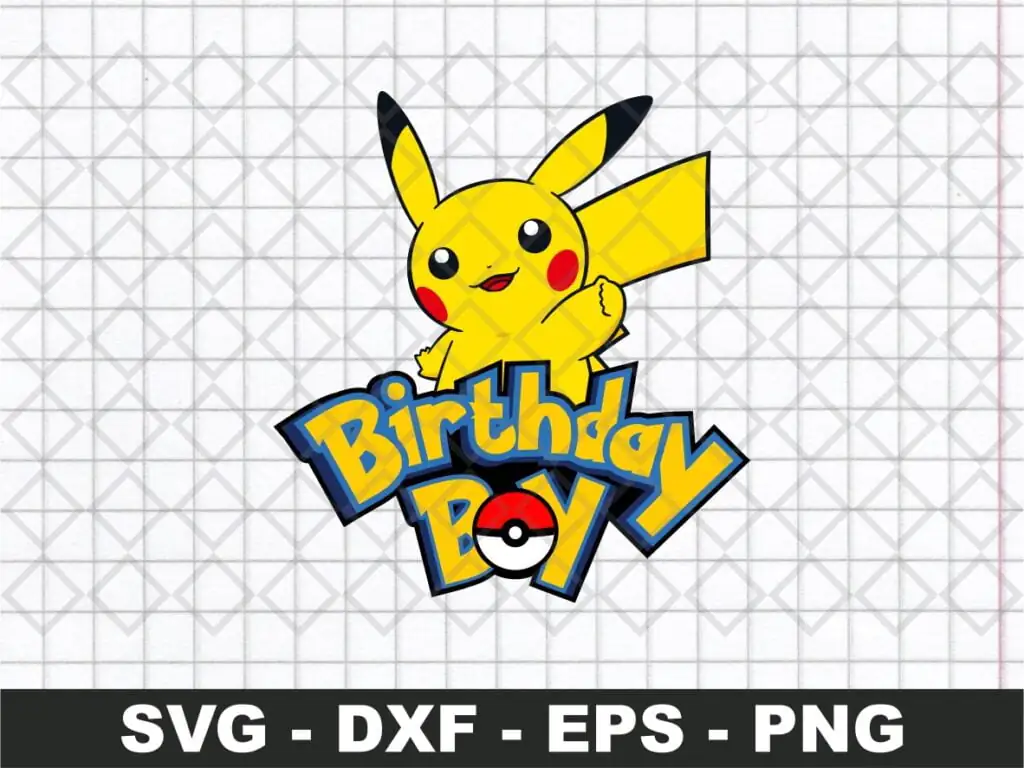 Birthday Boy Pikachu SVG Cricut Clipart