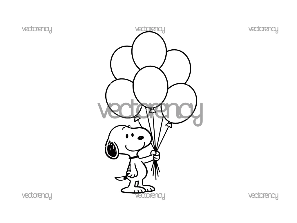 Snoopy Balloons Clipart SVG, Peanuts Cartoon Art