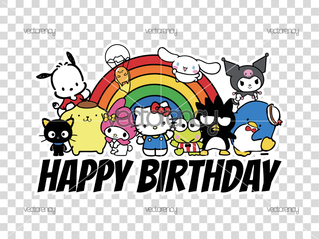 Happy Birthday Cake Topper Cartoon Sanrio Kuromi Hello Kitty Cinnamoroll