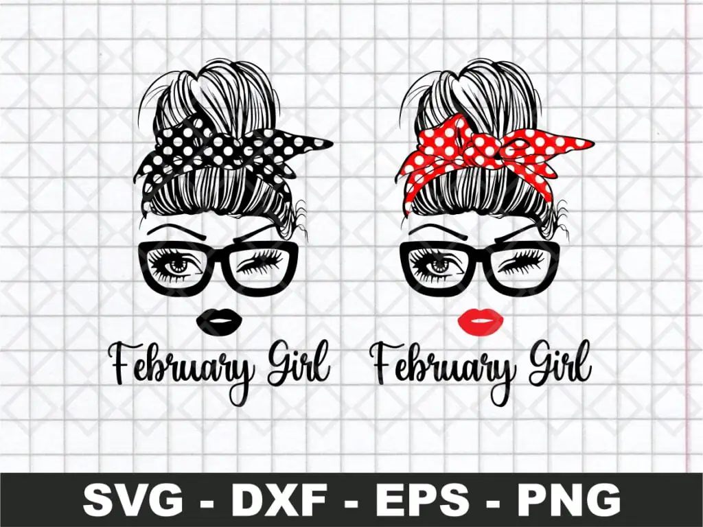 February Girl SVG, Girl With Bandana SVG Cricut Cut File