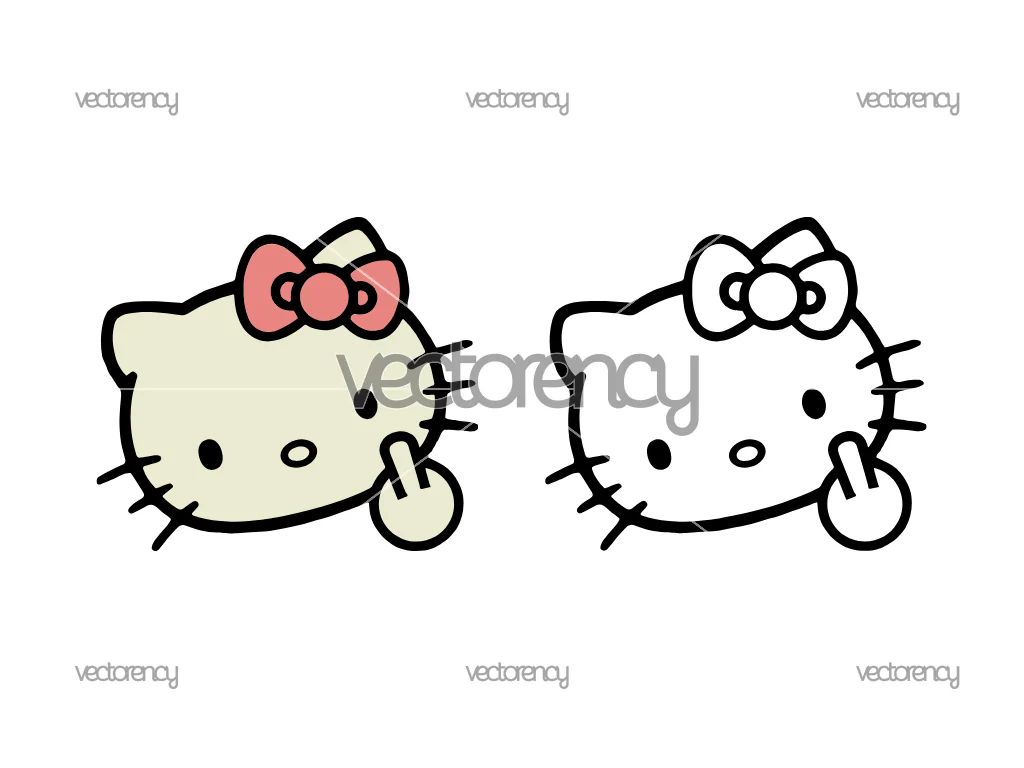 Middle Finger Hello Kitty SVG Vector PNG File