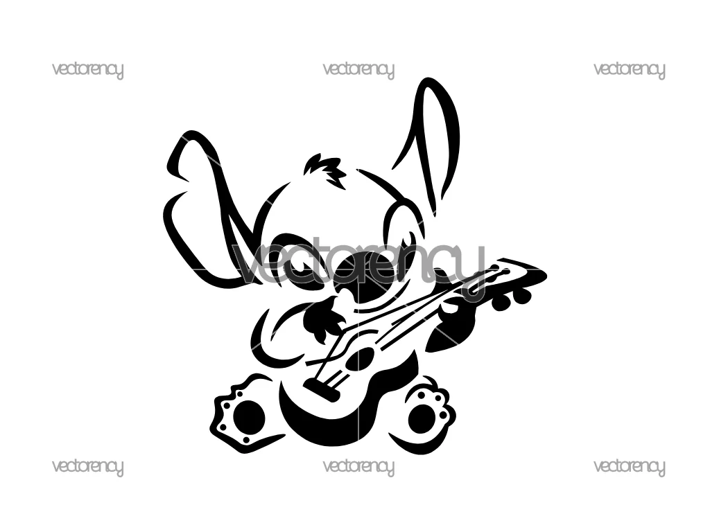Stich With Guitar DXF and SVG File