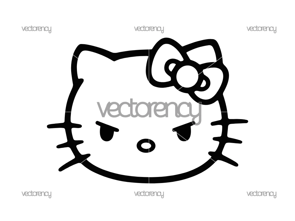 Hello Kitty Annoyed Outline SVG Cut Files