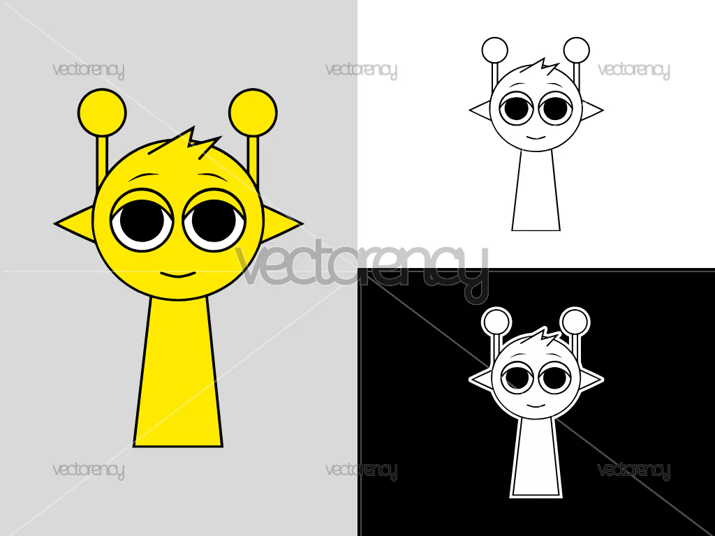 Sprunki Yellow Outline PNG Multicolor SVG Layered