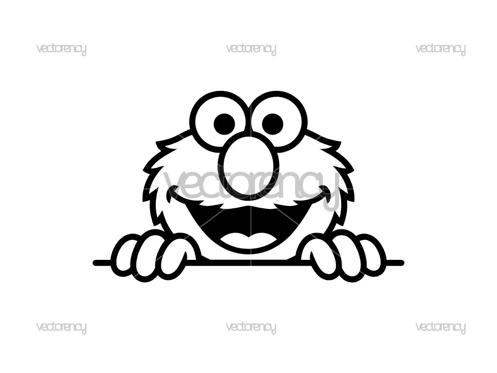 Elmo Peeking Out Outline Cut Files Cricut DXF SVG PNG