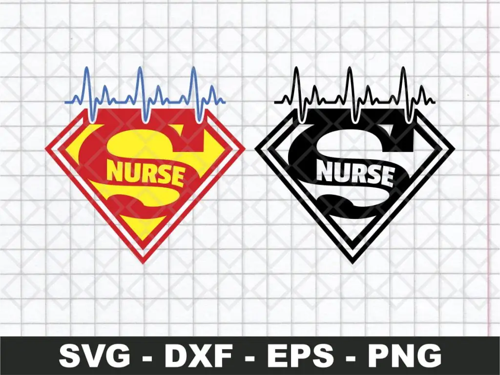 Superman Nurse Heartbeat SVG Cricut Silhouette