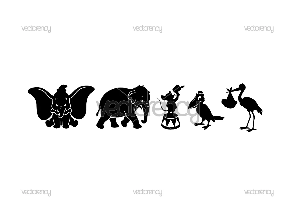Dumbo Character Silhouette SVG