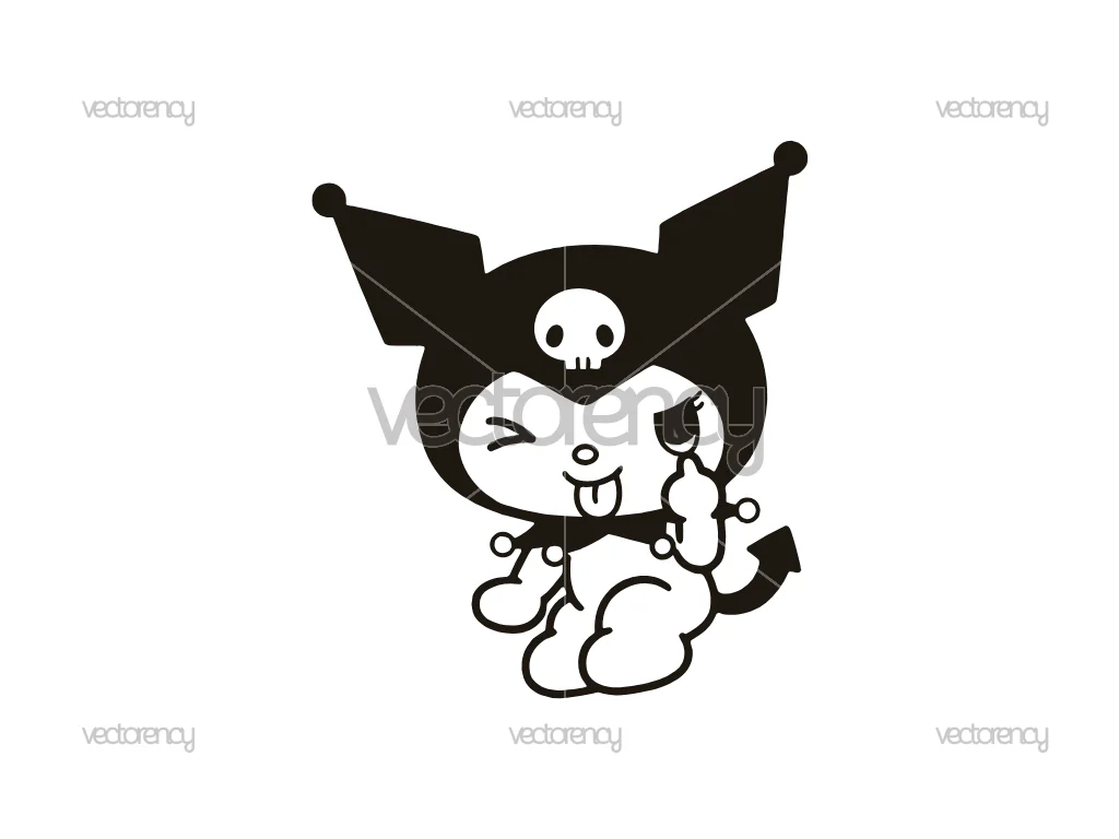 Middle Finger Kuromi Vector PNG