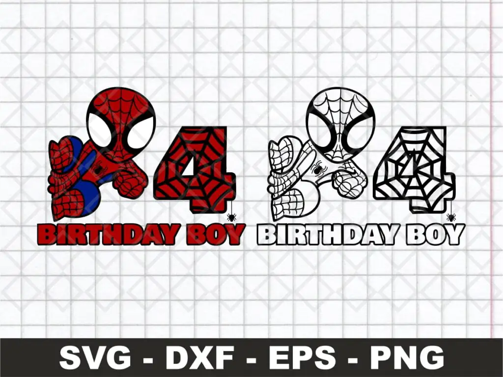 4th Birthday SVG, Birthday Boy SVG, Spiderman Birthday SVG, Happy Birthday Spiderman SVG