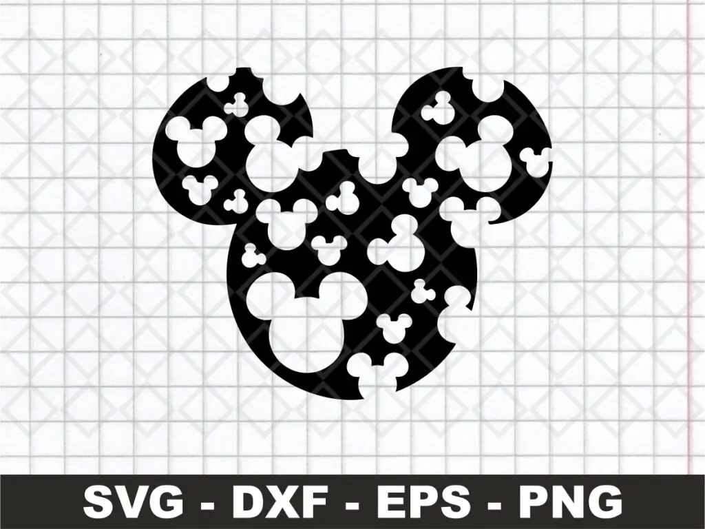 Black Mouse SVG, Mickey Ears Outline Silhouette