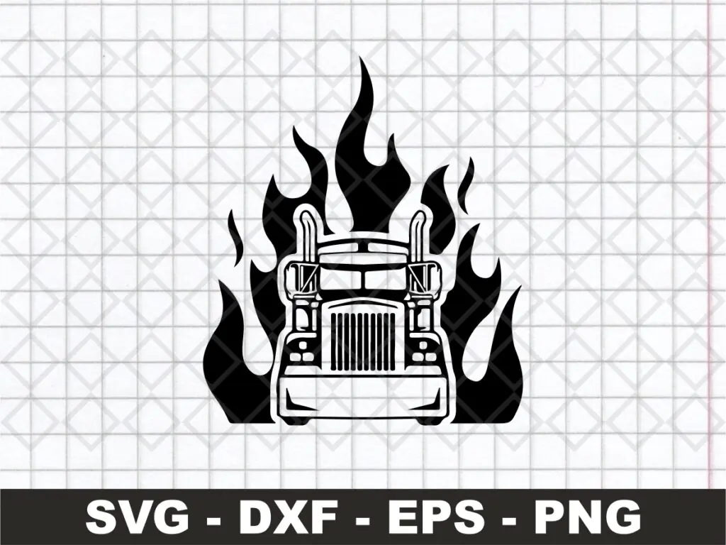 Truck Driver SVG On Flame Vector Art