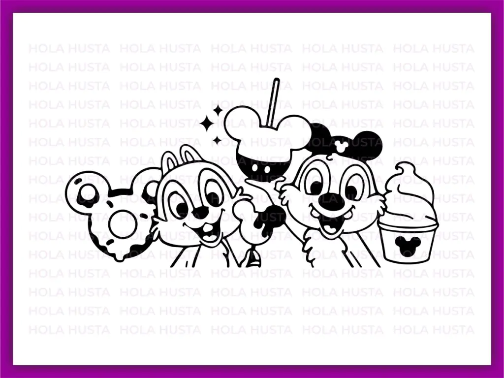 Chip and Dale SVG Cut Files Cricut Disneyland Snacks File Outline Silhouette