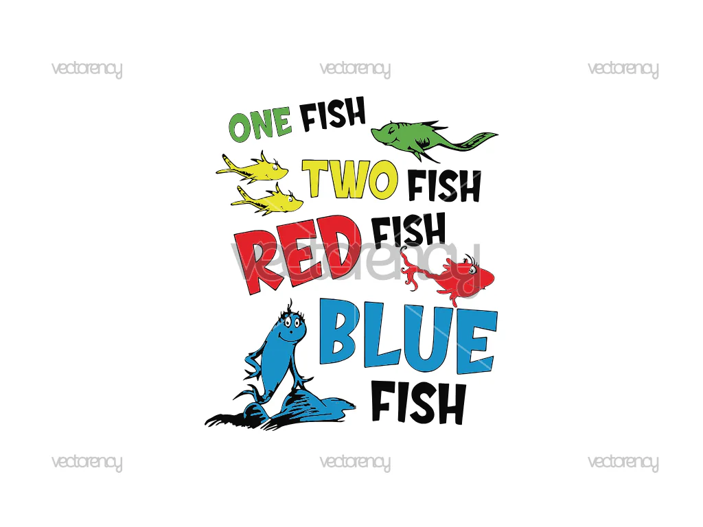 One Fish Two Fish Red Fish Blue Fish SVG PNG Image