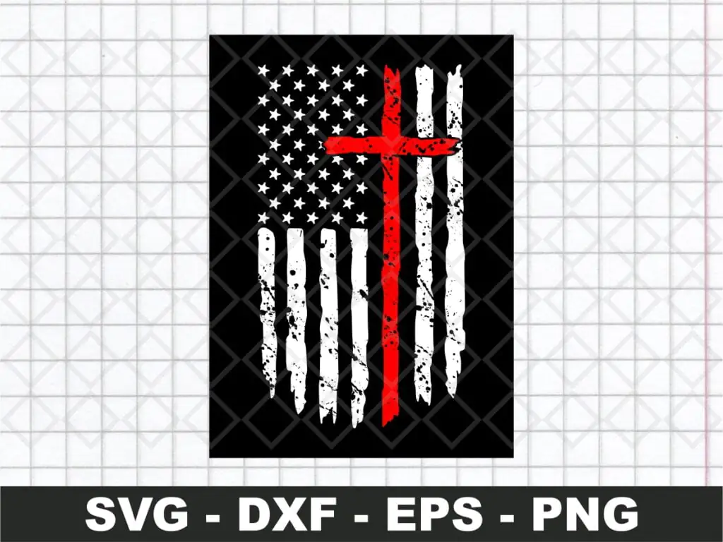 American Flag Distressed Cross SVG