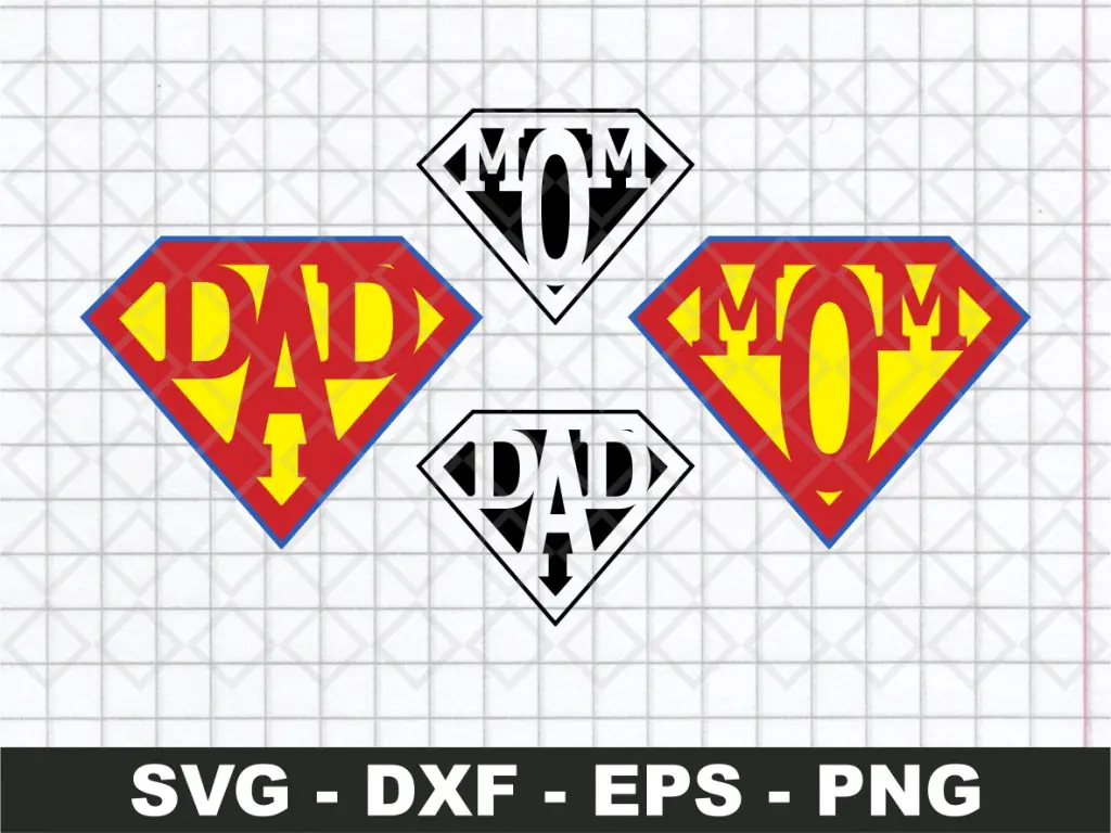 Superman Mom Dad SVG Cricut Silhouette