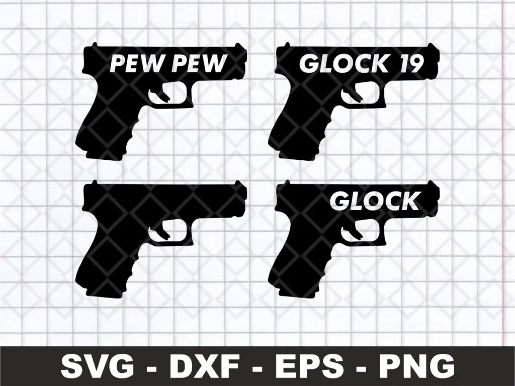 Glock SVG, Glock Pew Pew Clip Art, Gun Vector SVG PNG