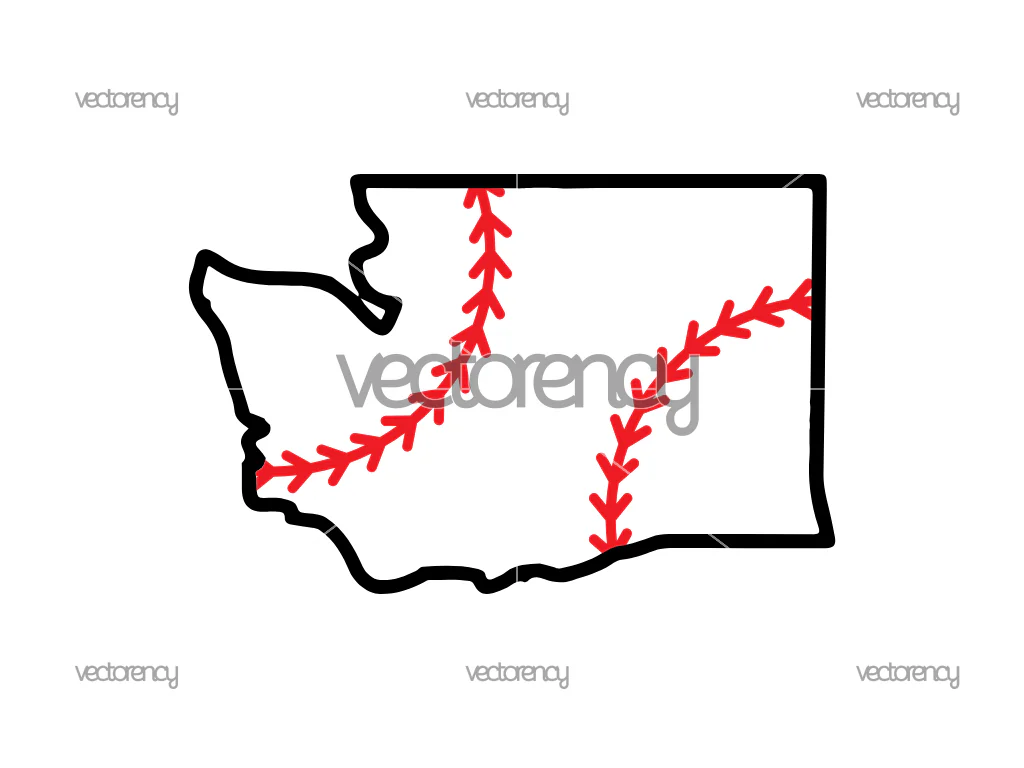 Washington Outline Baseball Stitches SVG