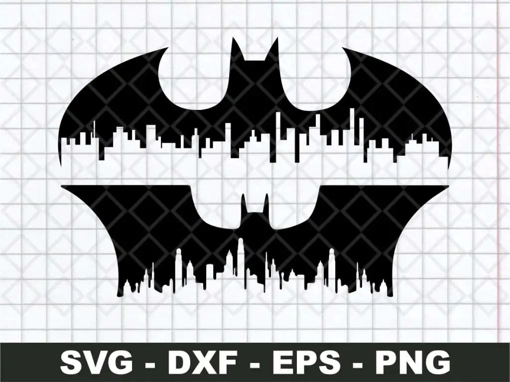 Batman Logo Gotham Cityscape SVG Silhouette