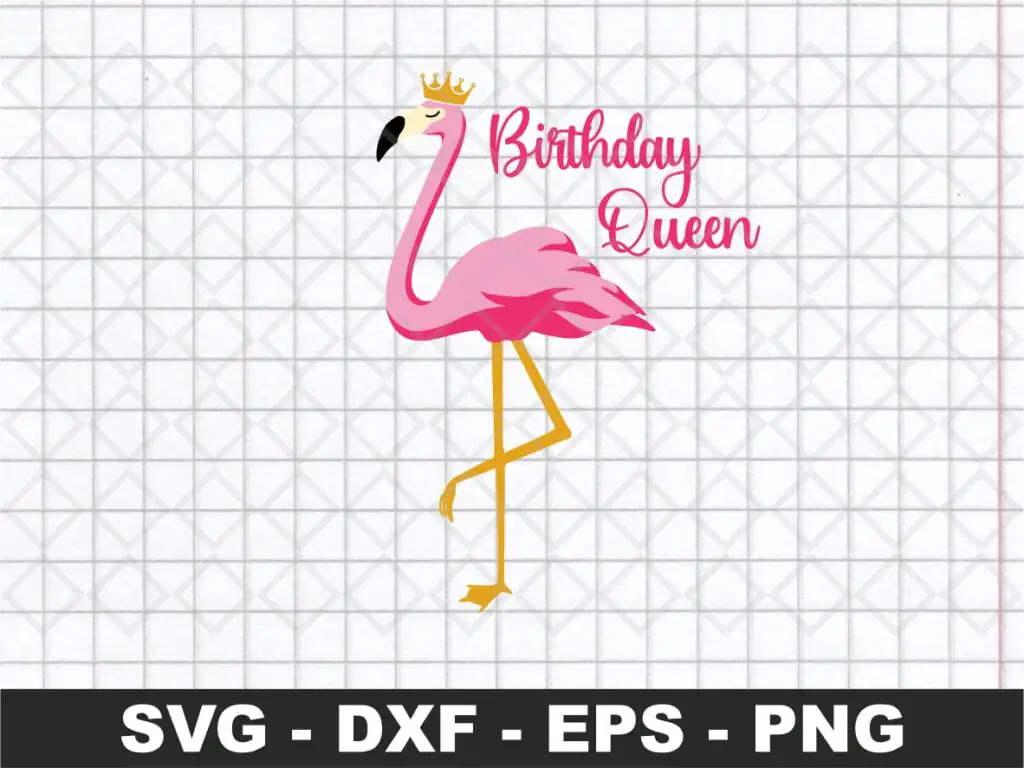 Animal Lover Flamingos Birthday Queen SVG Cut file