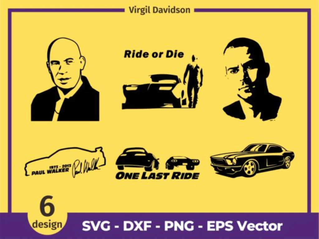 Paul Walker SVG, Dominic Toretto Brian ’O Conner JDM Skyline Charger EPS DXF PNG