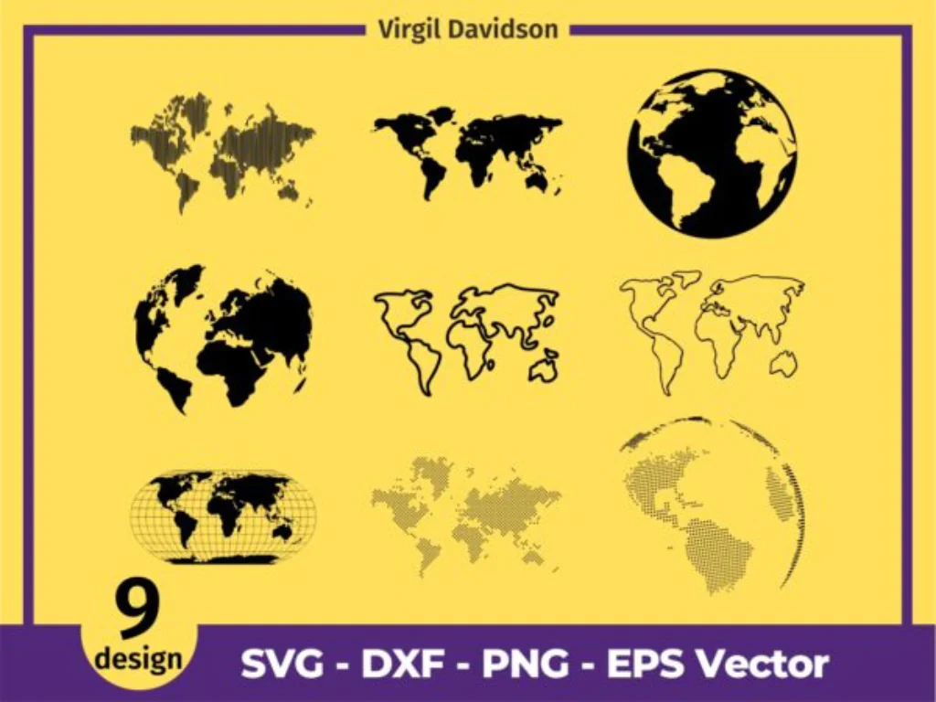 World Map SVG, Map, Earth, World Cut Files Bundle