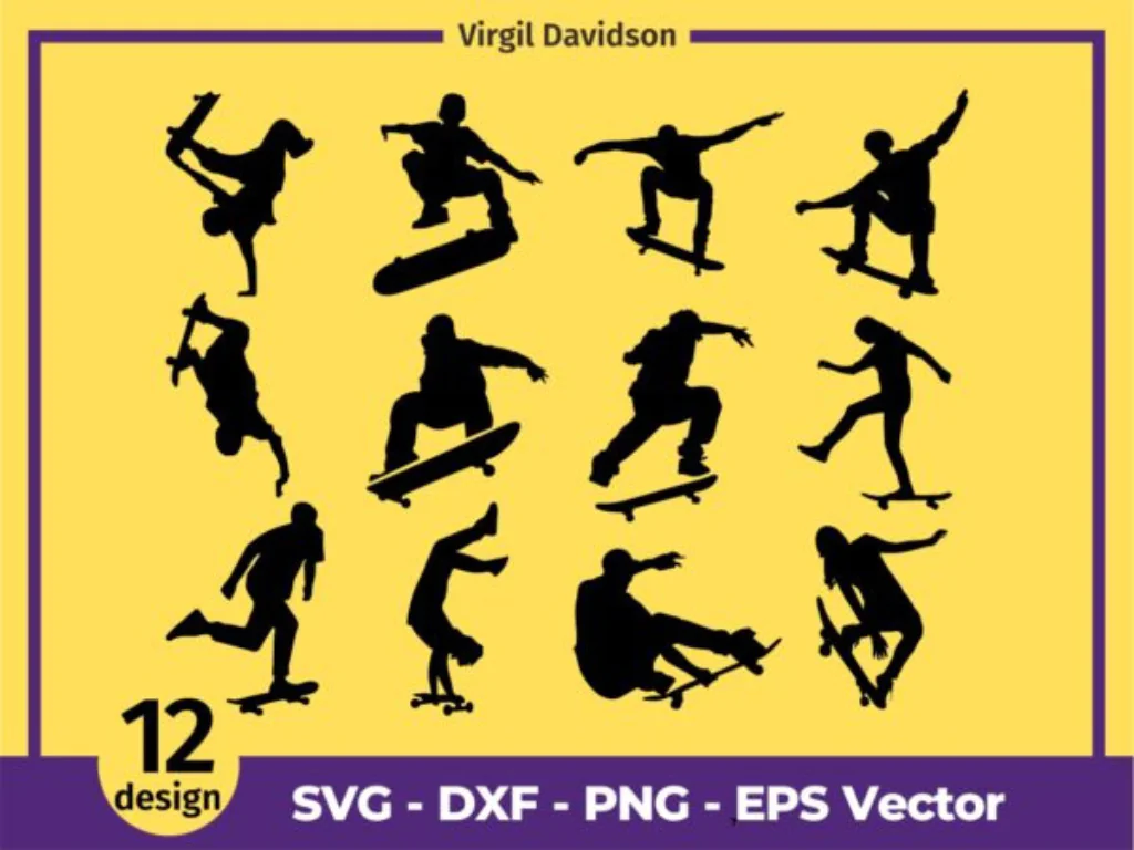 Extreme Sport Skateboard Silhouette SVG