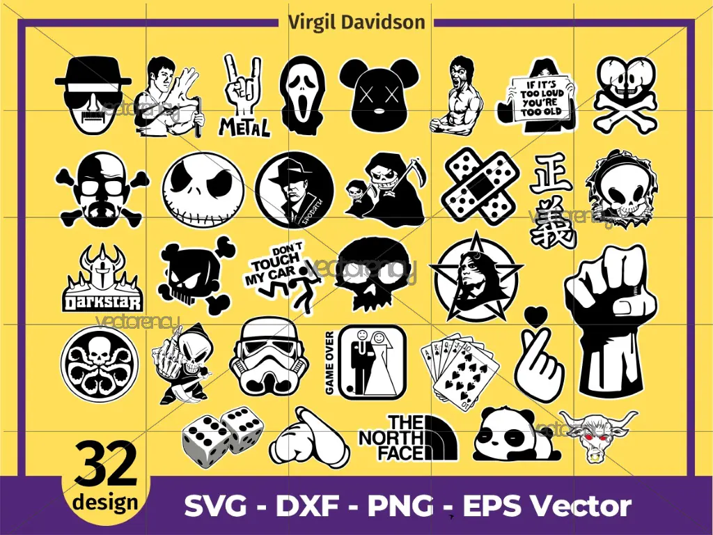 Sticker Pack SVG Collection, Vector Design, Skull and More