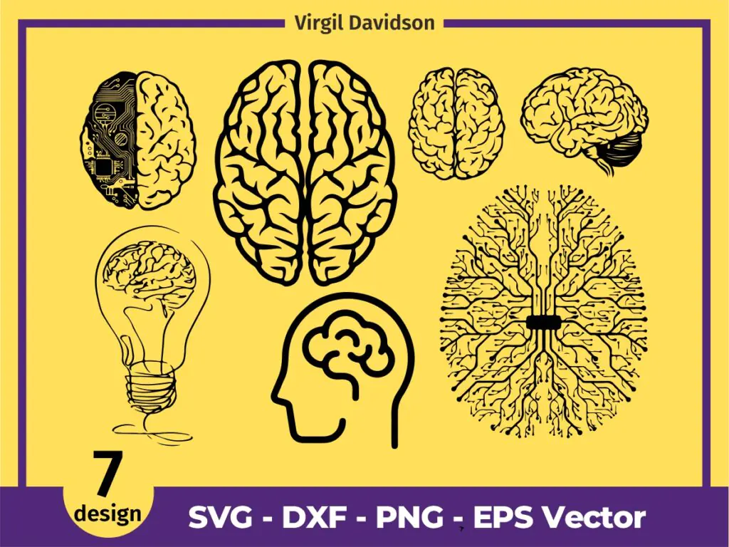 Brain SVG Clipart for Cricut & Silhouette – Digital Design Files SVG, DXF, PNG, EPS