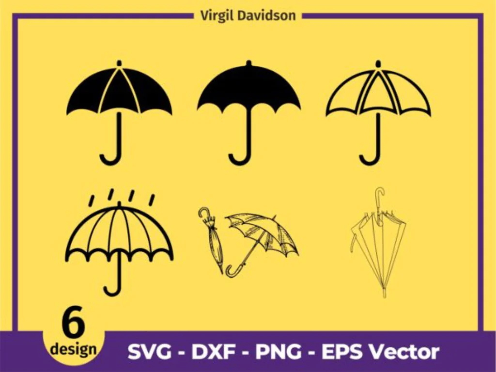 6 Umbrella SVG, Umbrella Bundle, Umbrella Clipart