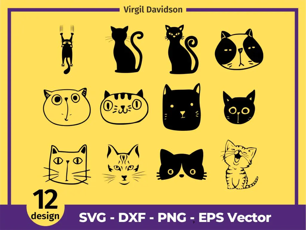 Cat, Kitten SVG, Cute Cat Clipart, Cartoon Cat, Cat Head