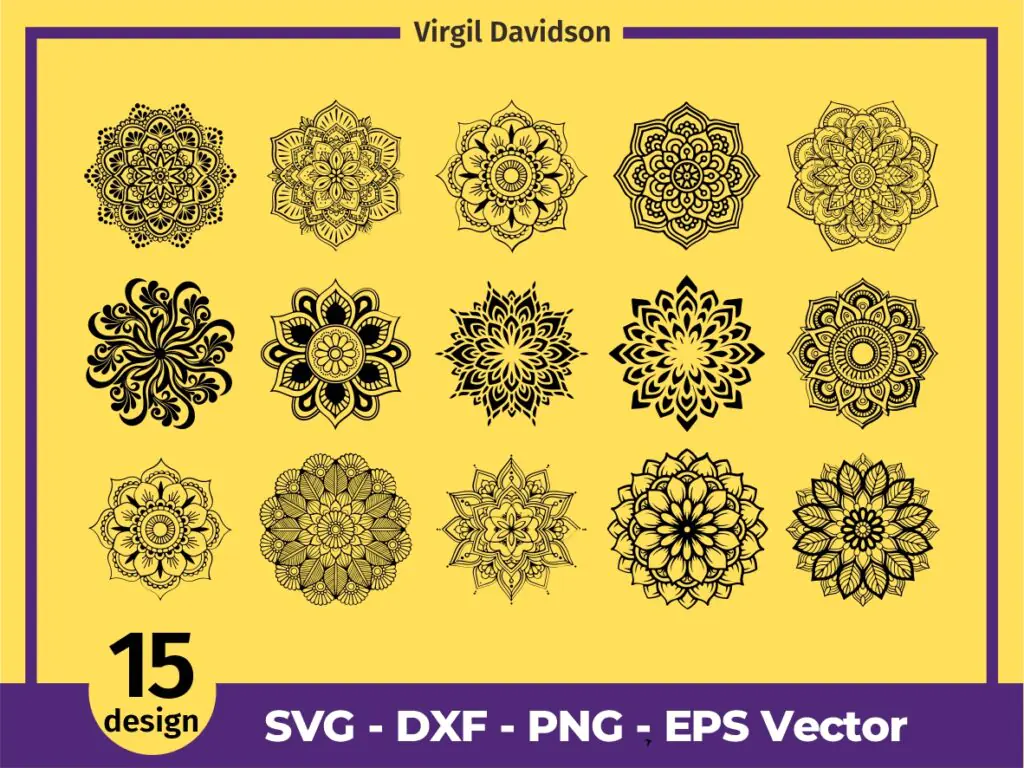 Mandala Cut File, Mandala Flower, Mandalas Clipart Bundle, Laser CNC ...