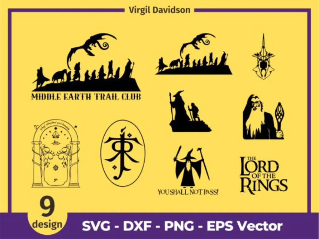 Mordor Gandalf Cut File Cosplay Middle Earth Frodo Sauron Legolas Aragon Bumper SVG