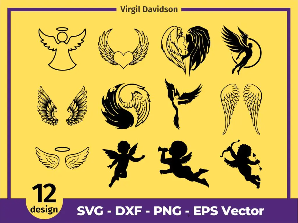 Angel Wings SVG Bundle, Cupid Silhouette, Wings, Angel Wings Vector