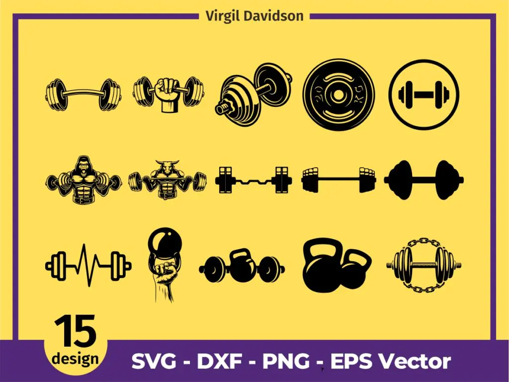 Dumbbell Clipart Bundle, Fitness SVG, Dumbbell Cricut | Vectorency