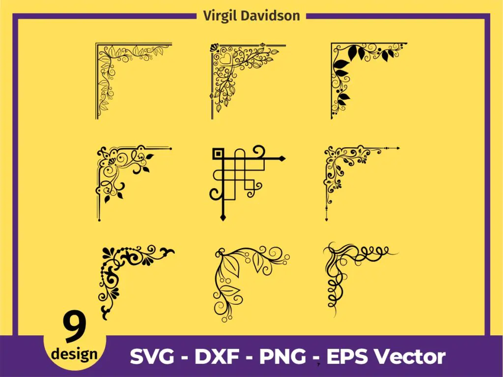 Corner Frame SVG Bundle, Flower Frame SVG, Corner Frame Cricut