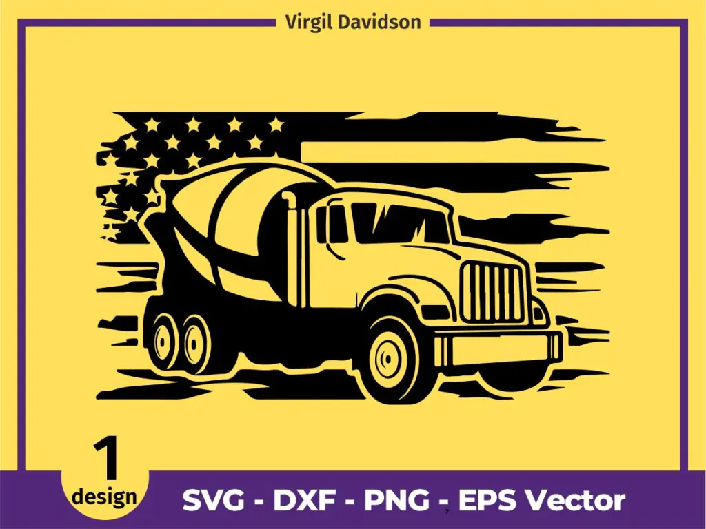 Cement Mixer Truck SVG Us American Flag