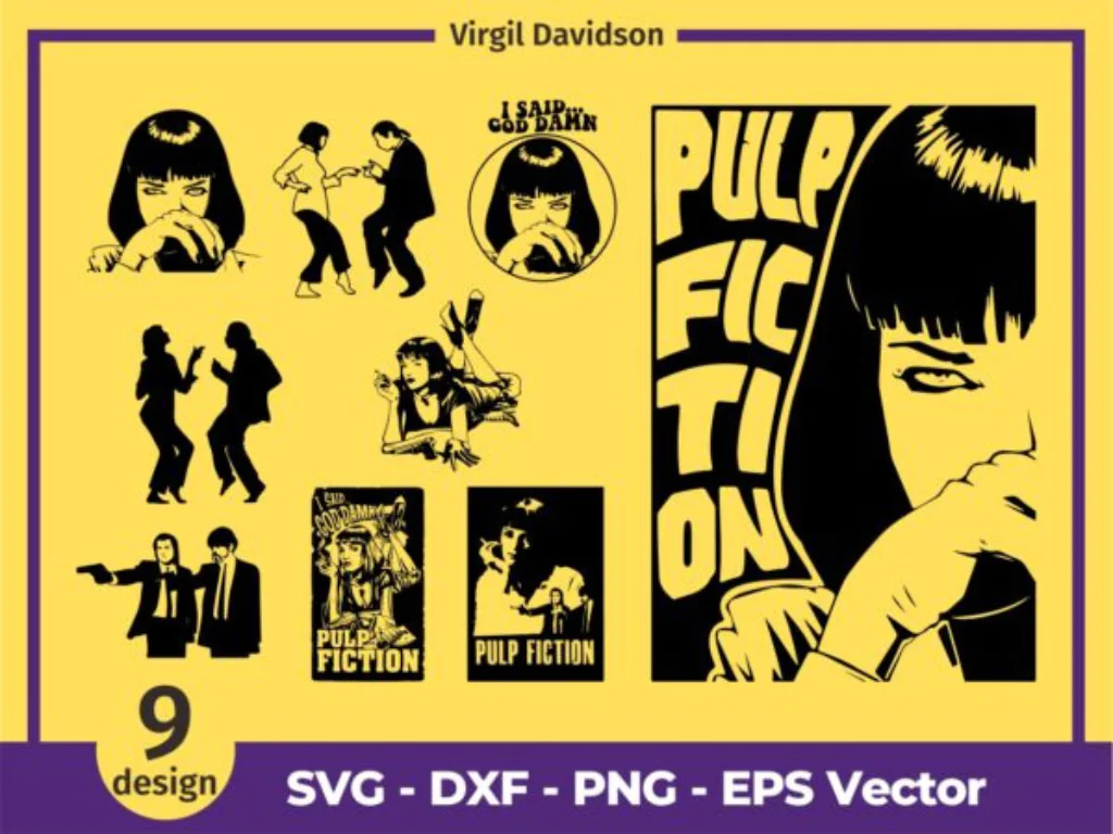 Pulp Fiction Design Pack 90s Oldschool SVG DXF PNG EPS