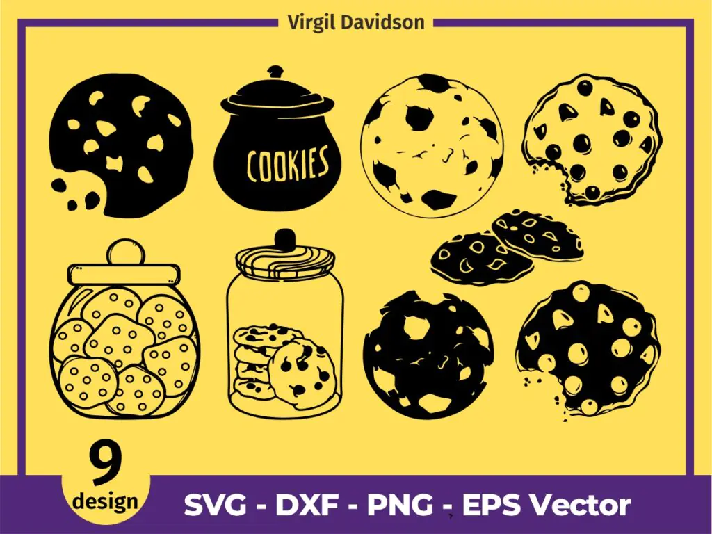 Cookie SVG Vector Image, Cookie Silhouette, Biscuit SVG, Baking Chocolate Biscuit Clipart