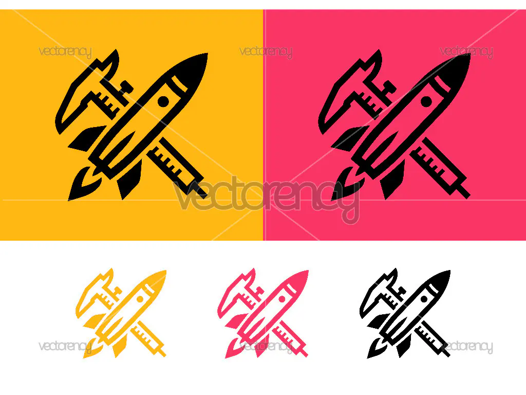 Rocket caliper logo design on yellow.