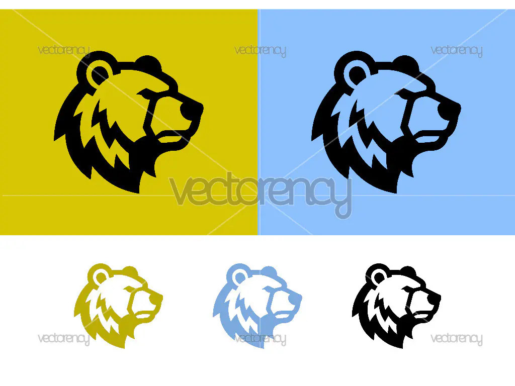 Bear head emblem logo design illustration.
