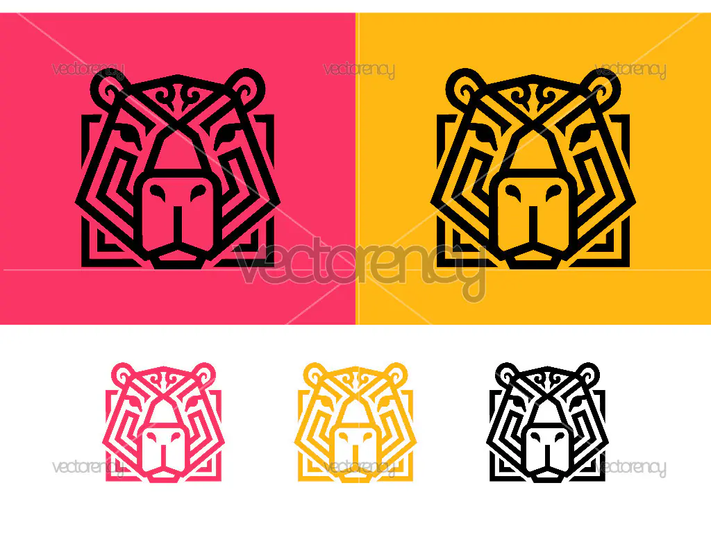Tiger face geometric abstract design branding.