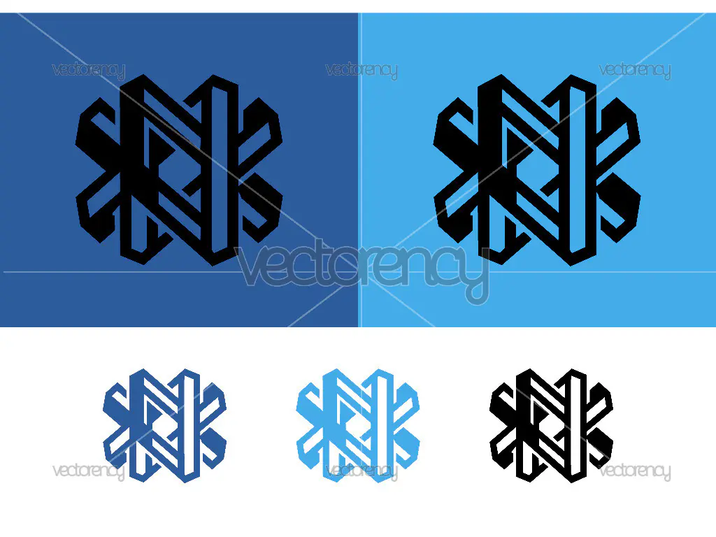 Abstract geometric interlocking shapes logo.