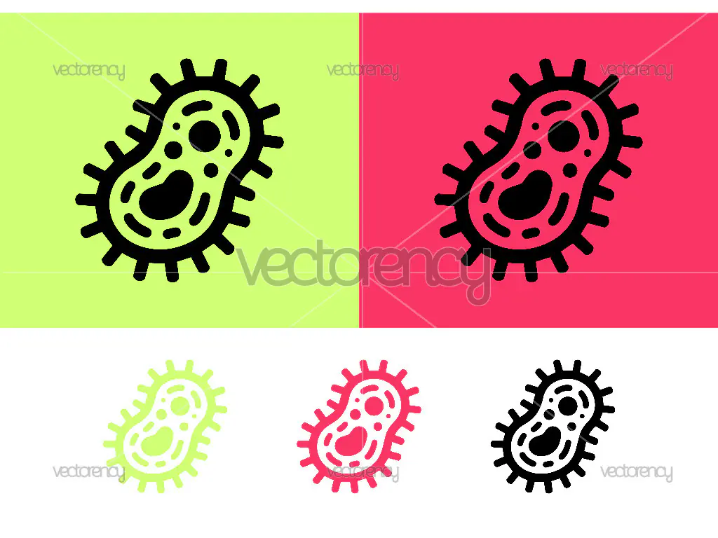 Bacteria microbe cell science icons.