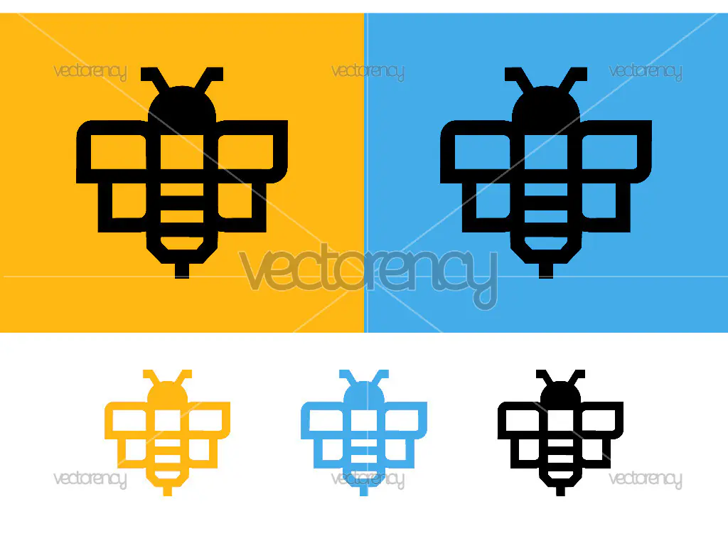 Abstract bee symbol in geometric patterns.